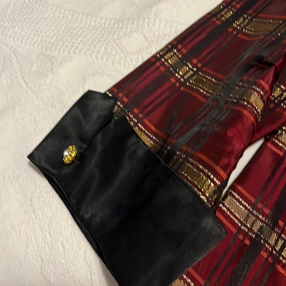 Beautiful J R Nites fancy button up top size 12 deep red, black and gold plaid - Picture 5 of 8